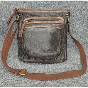 THE SAK TWO‎ TONE BROWN GENUINE LEATHER X-BODY SHOULDER BAG HANDBAG CROSSBODY